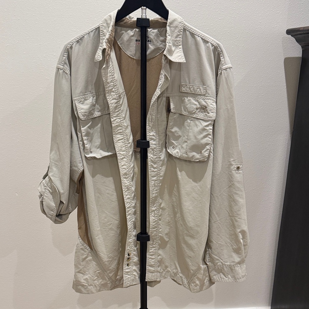 Men's Military-Style Field Jacket in Cream - Casual Utility Coat